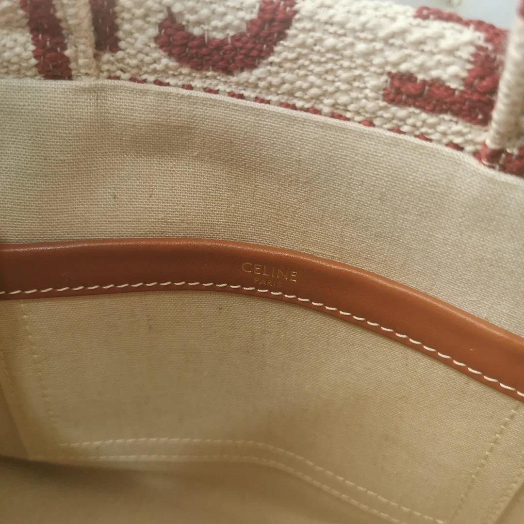 셀린느 스몰 카바스 타이스 텍스타일 올오버 화이트레드