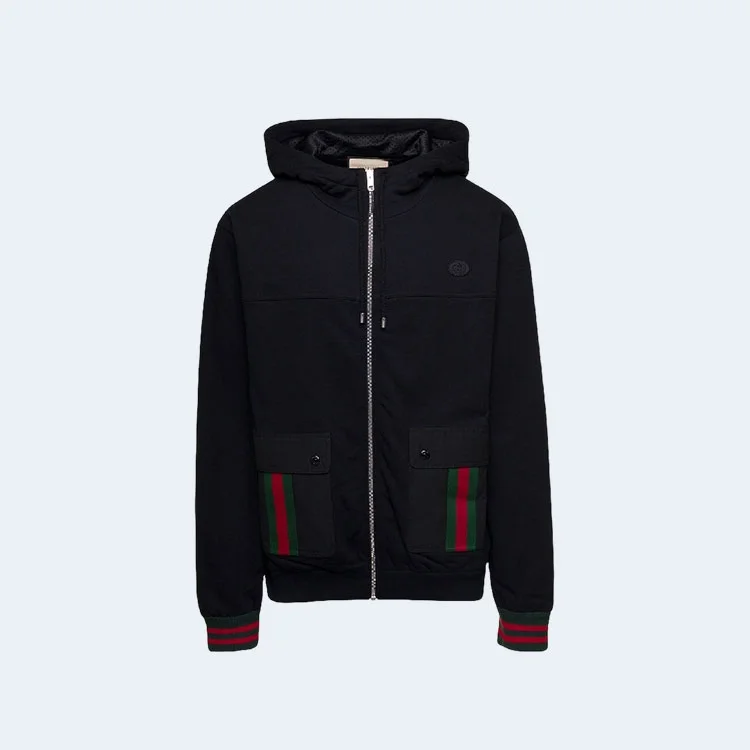 구찌 GG 웹 스트라이프 디테일 후드 자켓