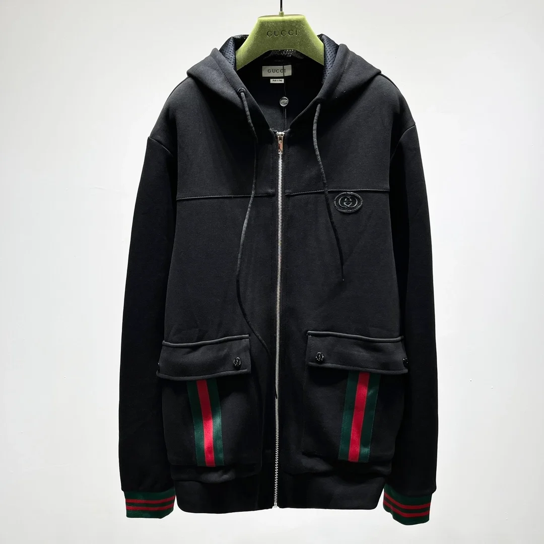 구찌 GG 웹 스트라이프 디테일 후드 자켓