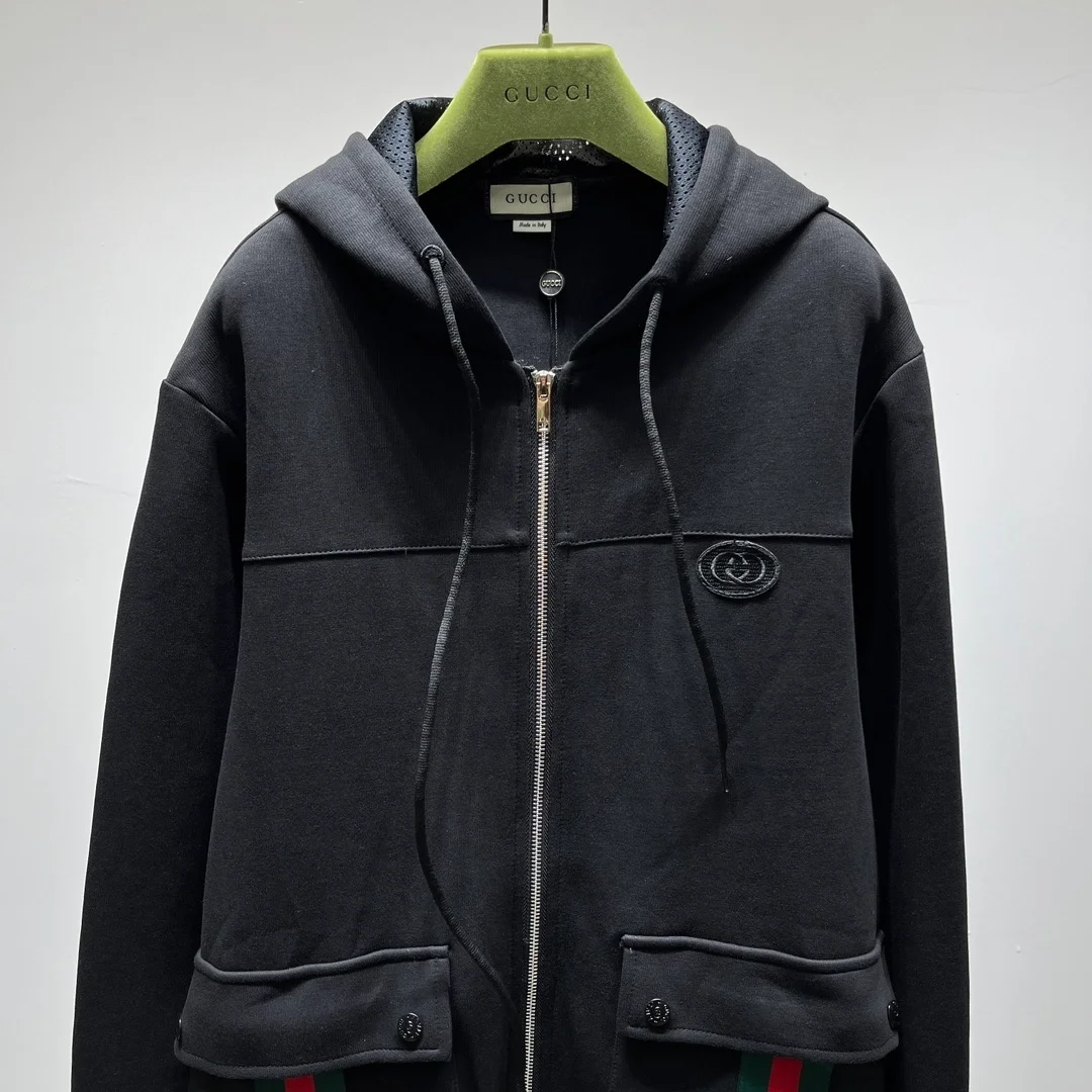 구찌 GG 웹 스트라이프 디테일 후드 자켓