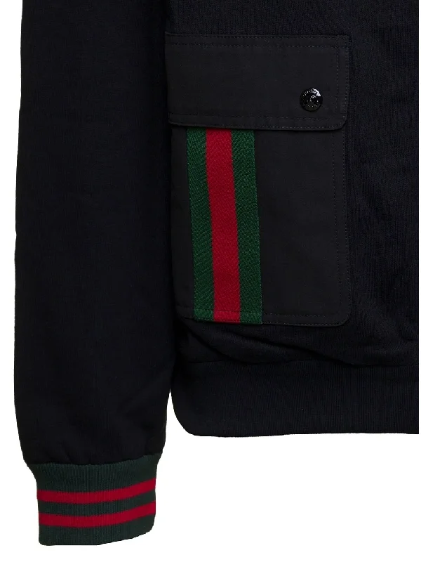 구찌 GG 웹 스트라이프 디테일 후드 자켓