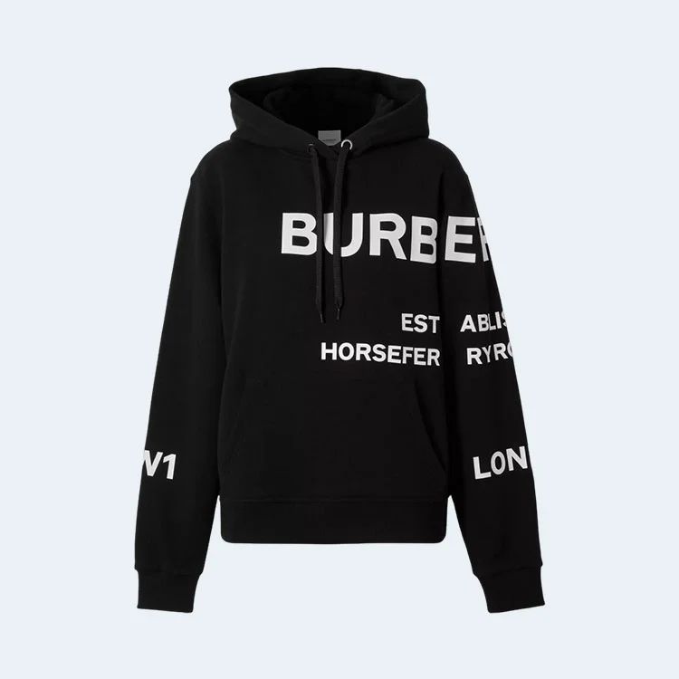 버버리 호스페리 프린트 코튼 후드 블랙