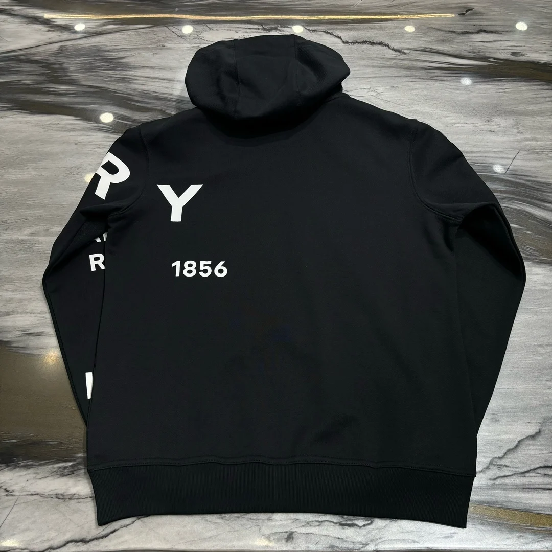 버버리 호스페리 프린트 코튼 후드 블랙