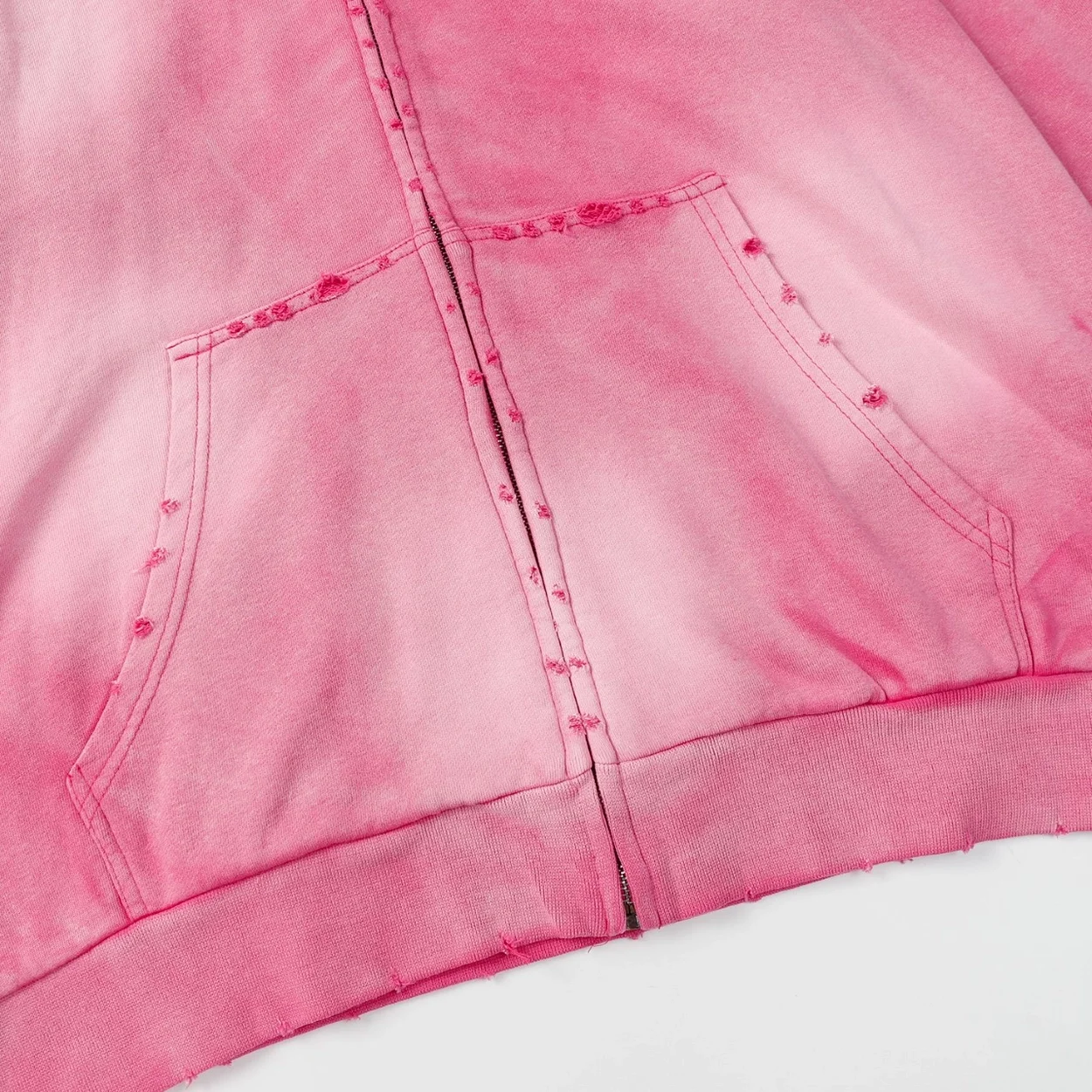 발렌시아가 헤비 듀티 워싱 후디 집업 핑크