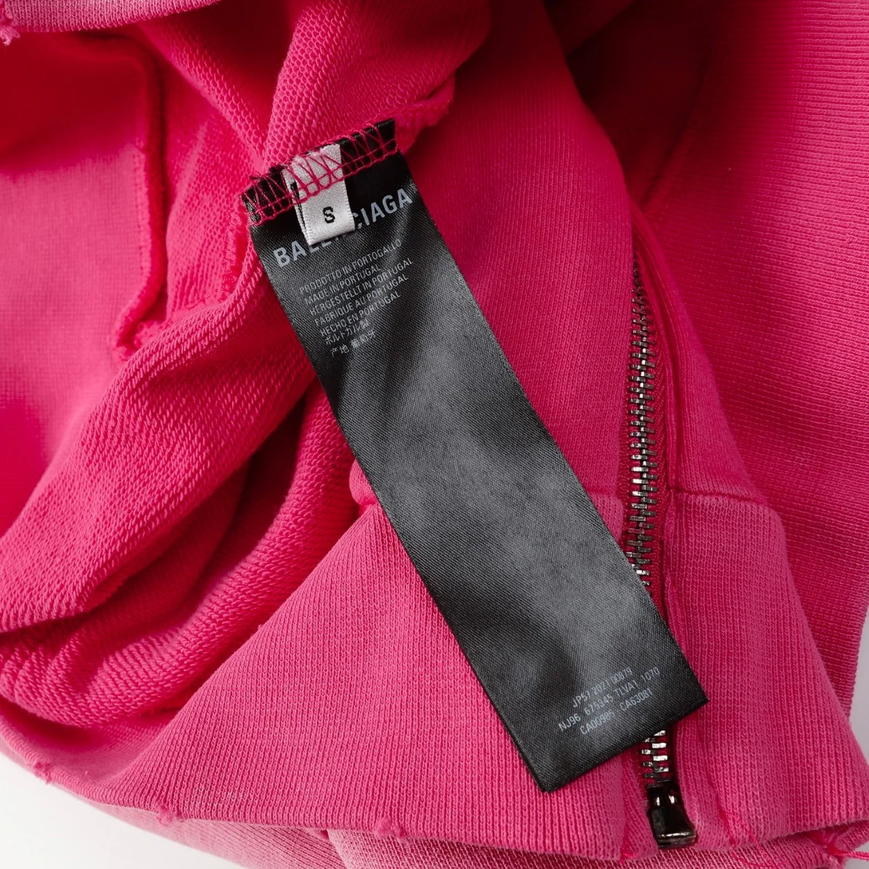 발렌시아가 헤비 듀티 워싱 후디 집업 핑크