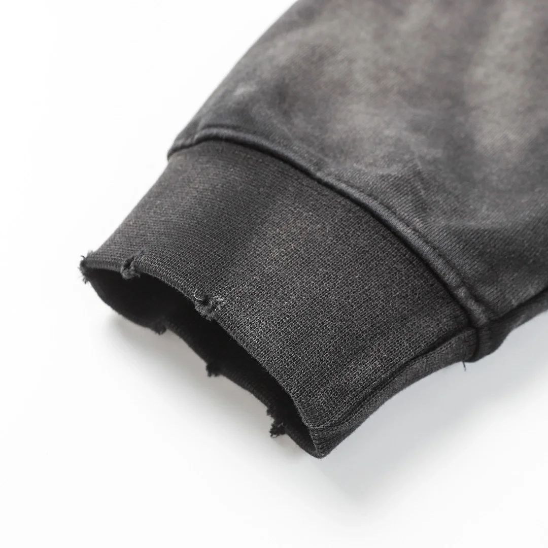 발렌시아가 헤비 듀티 워싱 후디 집업 블랙