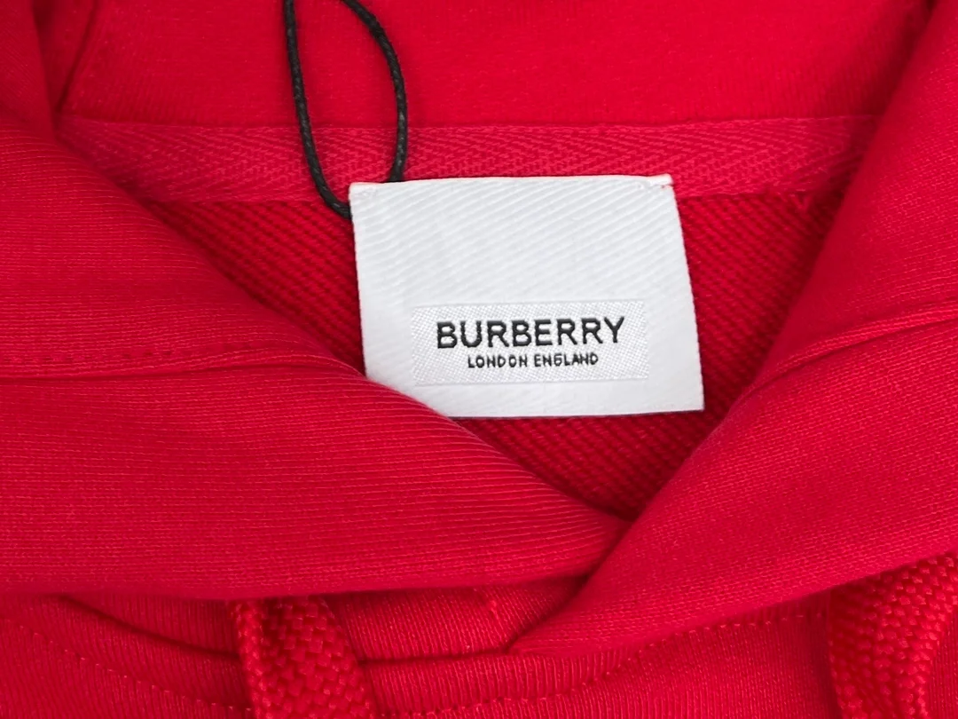 버버리 로고 프린트 코튼 후드 레드