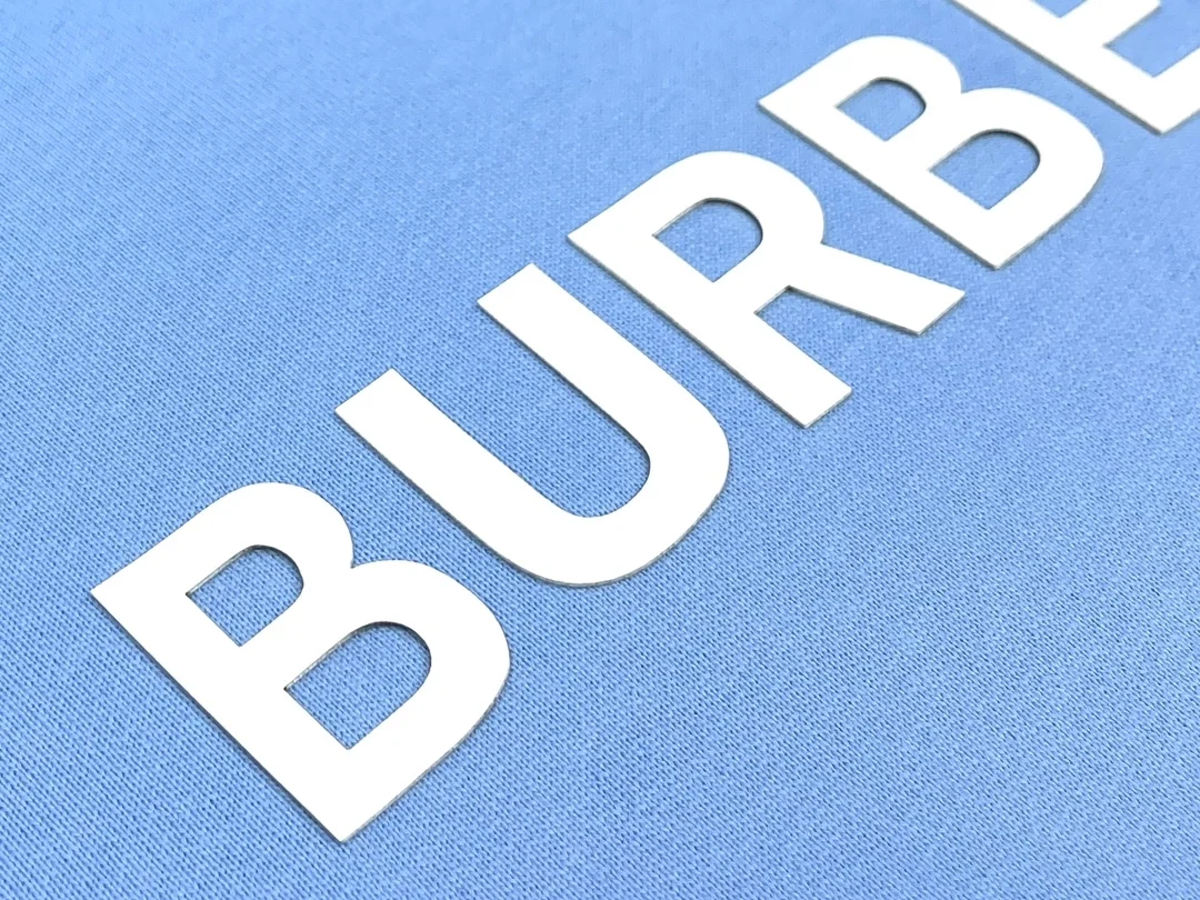 버버리 로고 프린트 코튼 후드 블루