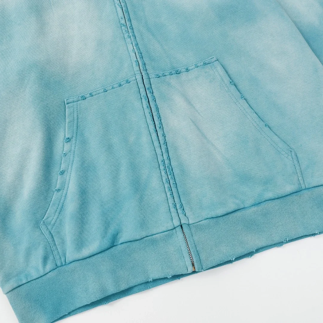 발렌시아가 헤비 듀티 워싱 후디 집업 블루