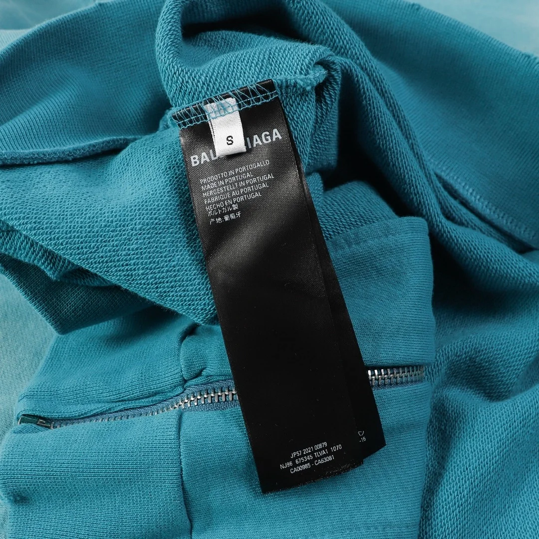 발렌시아가 헤비 듀티 워싱 후디 집업 블루