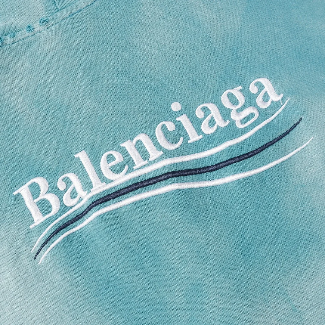 발렌시아가 헤비 듀티 워싱 후디 집업 블루