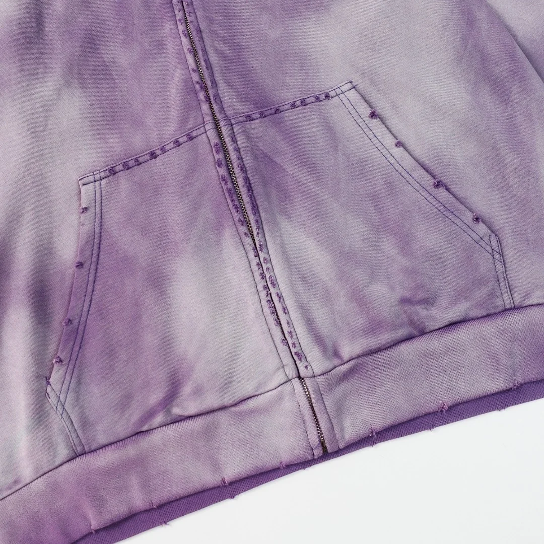 발렌시아가 헤비 듀티 워싱 후디 집업 퍼플