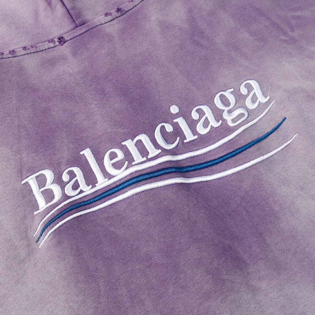 발렌시아가 헤비 듀티 워싱 후디 집업 퍼플