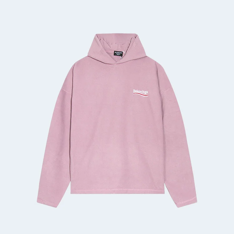 발렌시아가 폴리티컬 웨이브 로고 후드 핑크