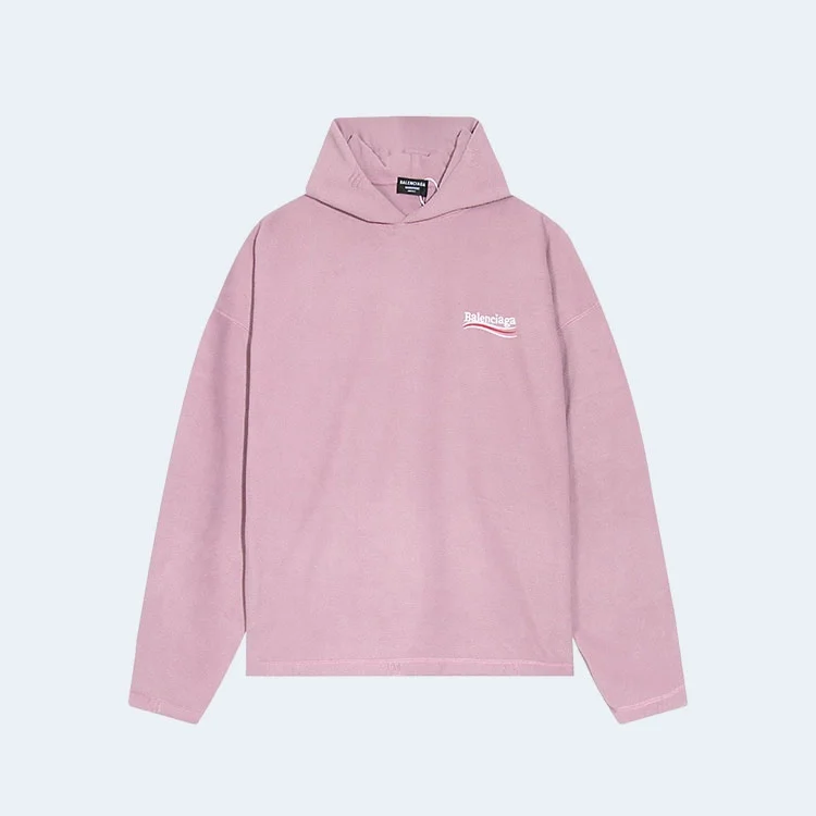발렌시아가 폴리티컬 웨이브 로고 후드 핑크