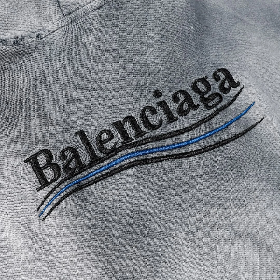 발렌시아가 헤비 듀티 워싱 후디 집업 그레이