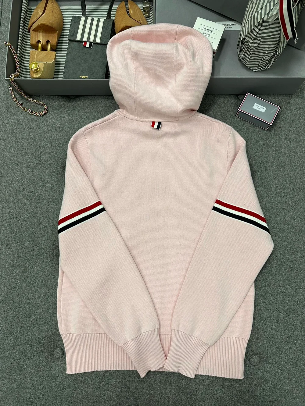 톰브라운 코튼 밀라노 암밴드 후디 핑크