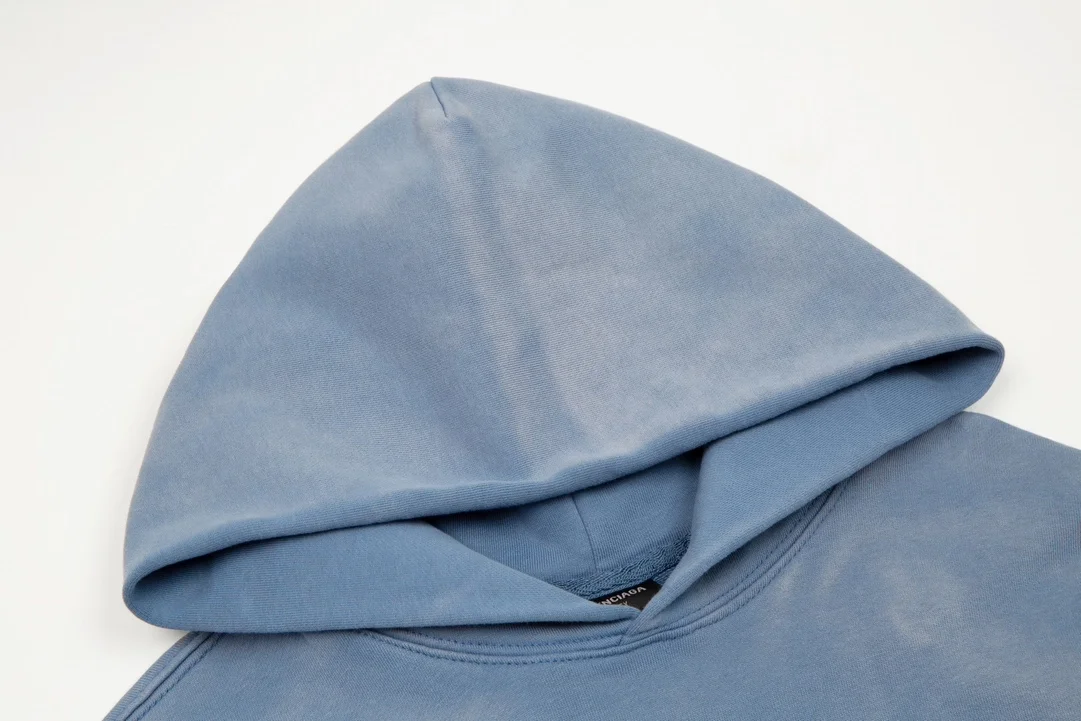 발렌시아가 오버사이즈 테이프 로고 후디 블루