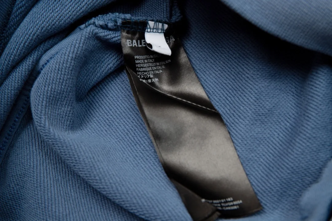 발렌시아가 오버사이즈 테이프 로고 후디 블루