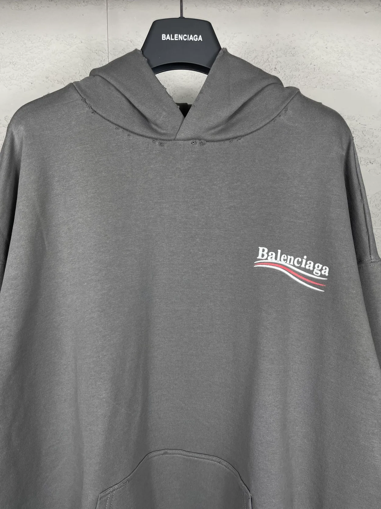 발렌시아가 폴리티컬 캠페인 후드 그레이