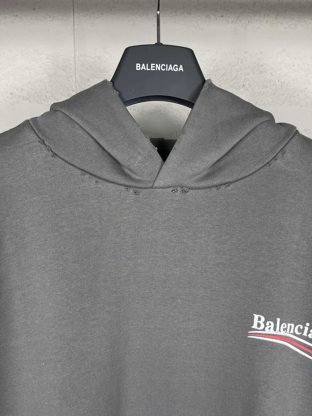 발렌시아가 폴리티컬 캠페인 후드 그레이