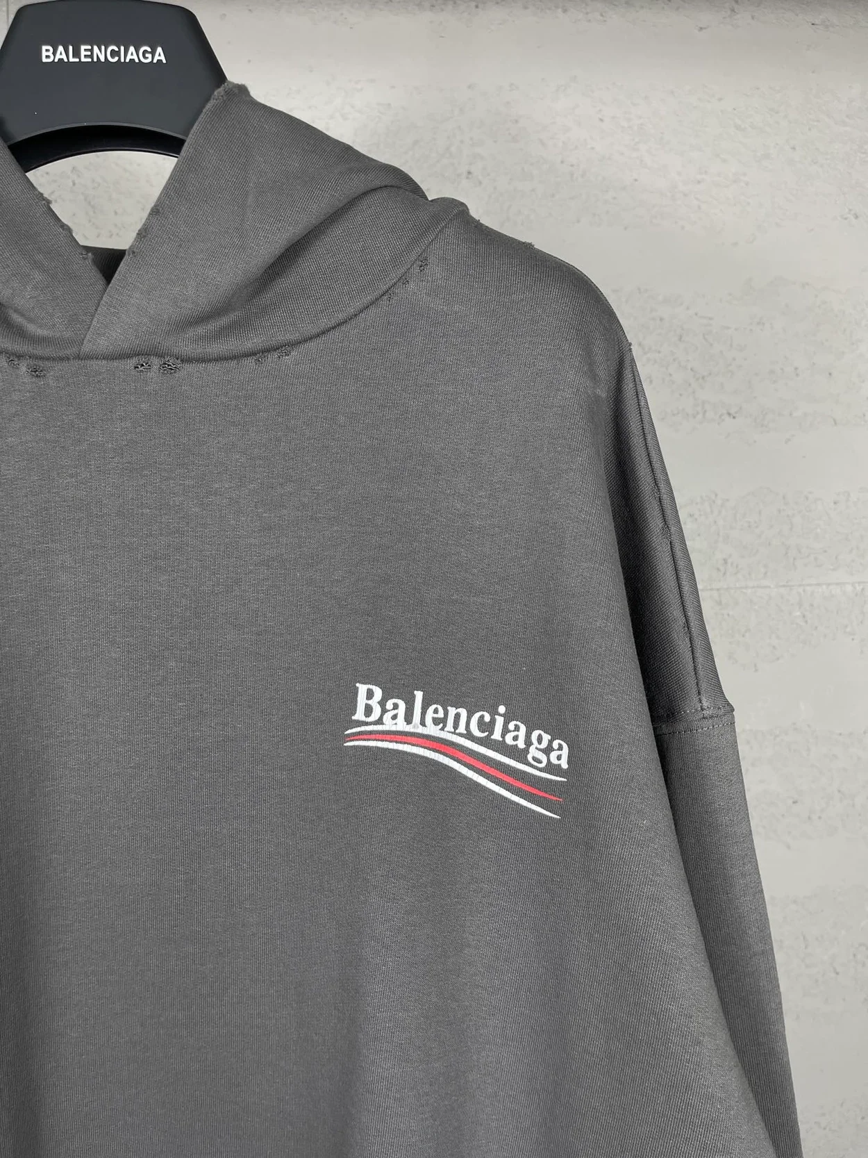 발렌시아가 폴리티컬 캠페인 후드 그레이