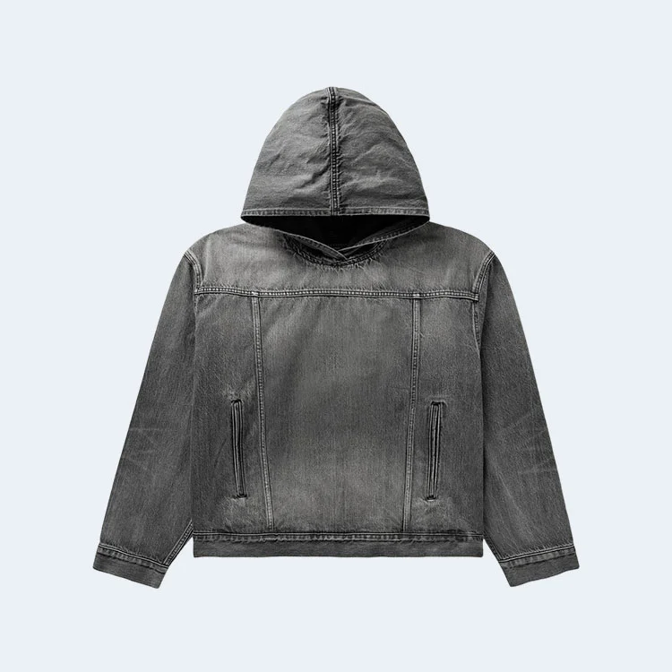 발렌시아가 디스트레스드 데님 후디