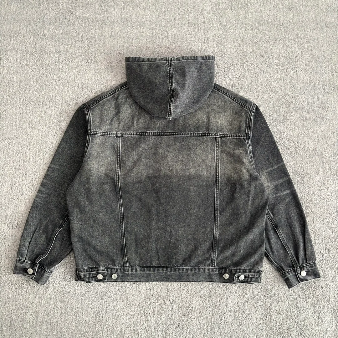 발렌시아가 디스트레스드 데님 후디