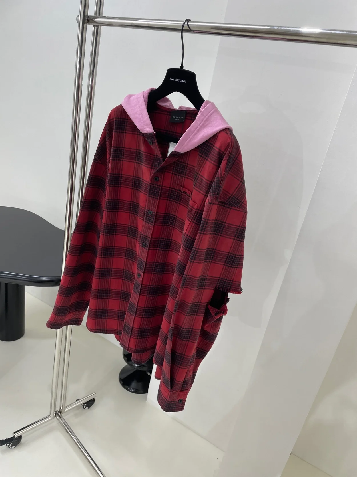 발렌시아가 버팔로 체크 플래널 후디