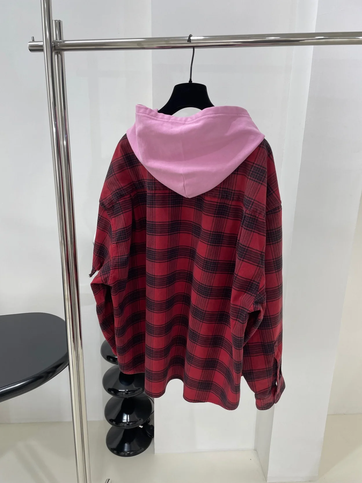 발렌시아가 버팔로 체크 플래널 후디