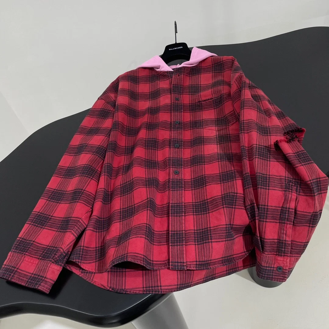 발렌시아가 버팔로 체크 플래널 후디