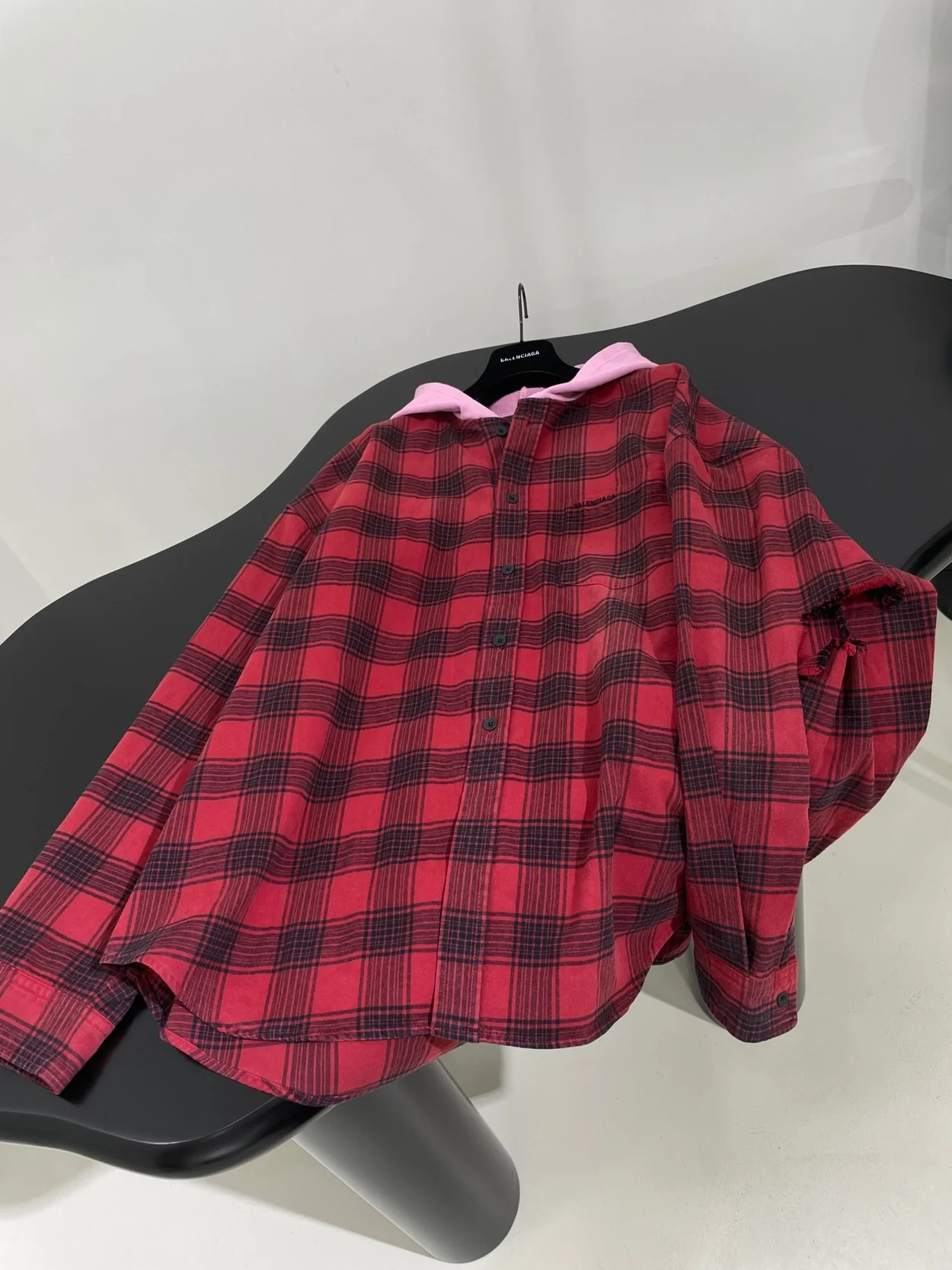 발렌시아가 버팔로 체크 플래널 후디