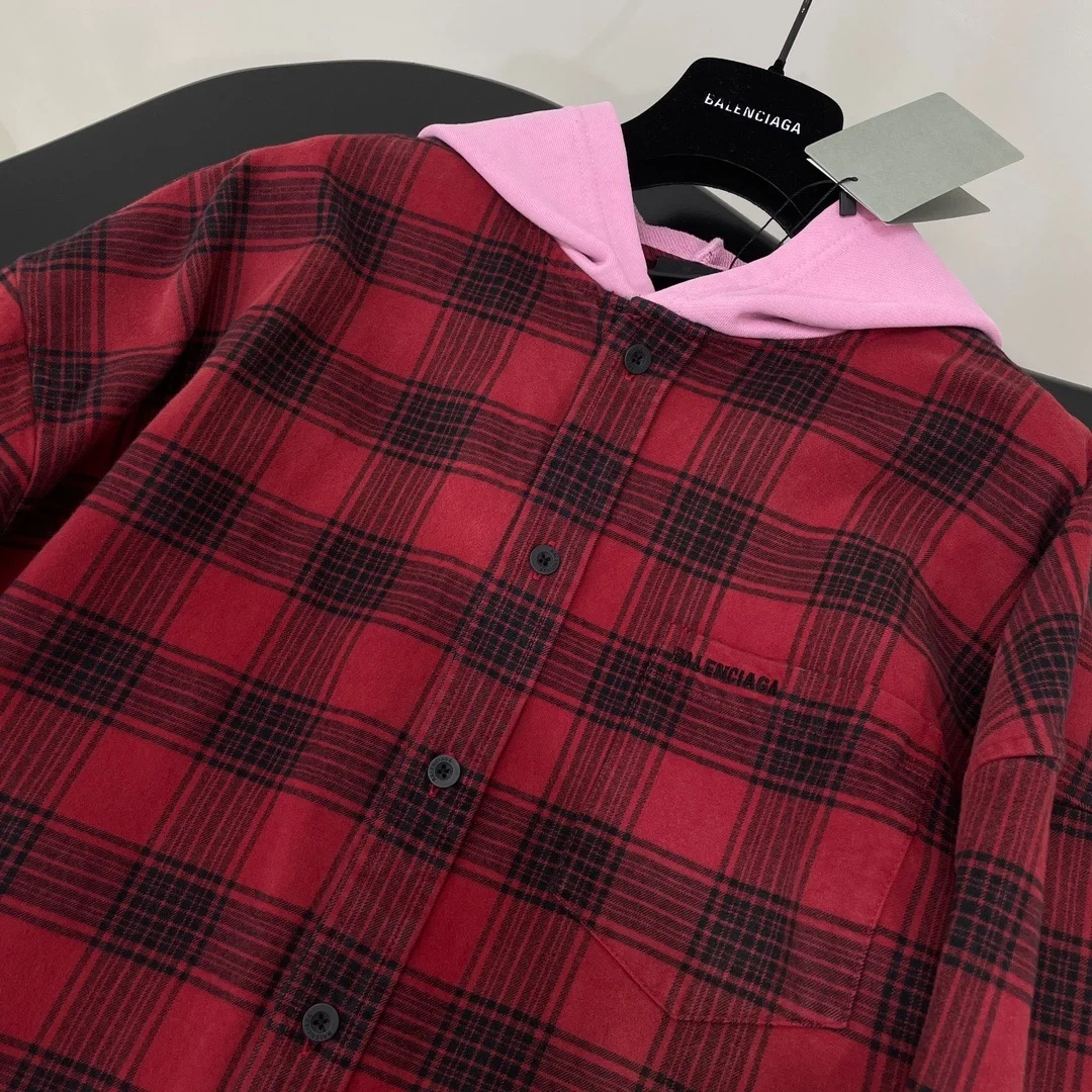 발렌시아가 버팔로 체크 플래널 후디