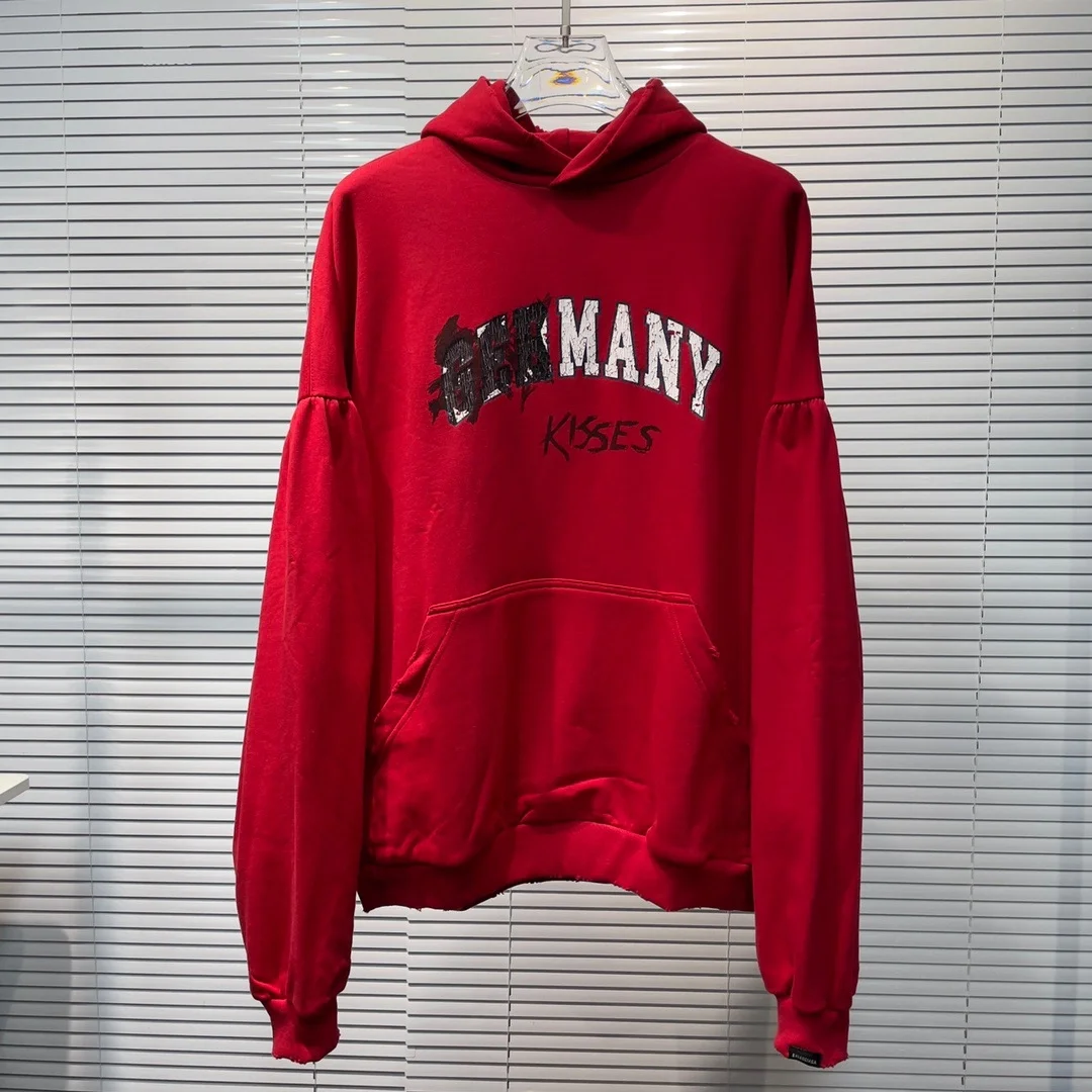 발렌시아가 프린티드 코튼 저지 후디