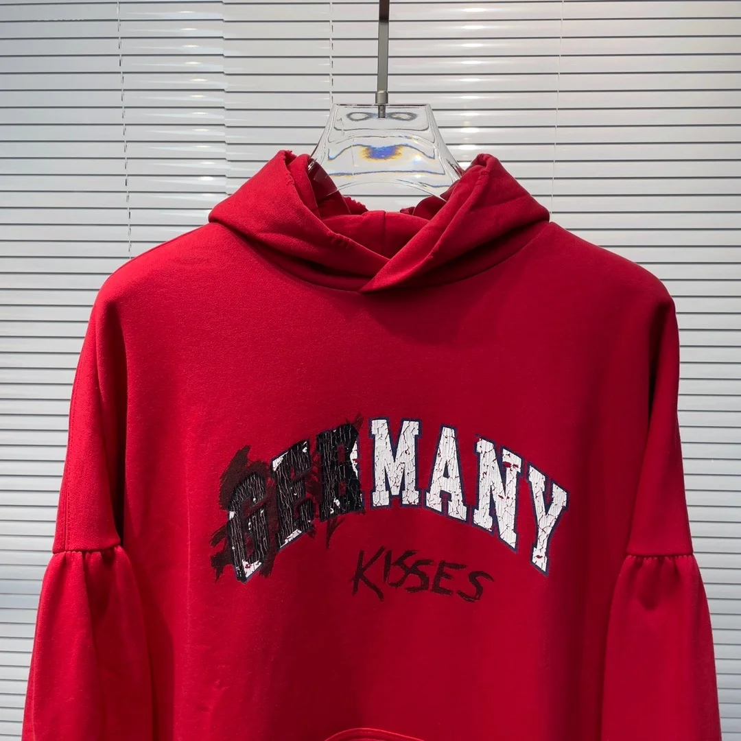 발렌시아가 프린티드 코튼 저지 후디