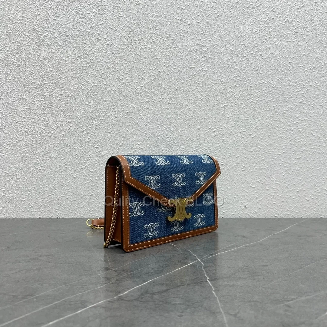 셀린느 트리옹프 데님 마고 체인 지갑