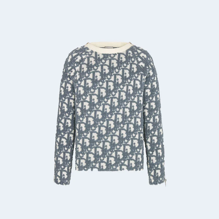 디올 오블리크 울 코튼 자카드 스웨터