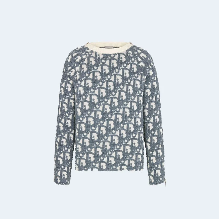 디올 오블리크 울 코튼 자카드 스웨터
