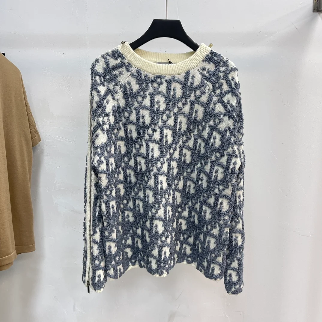 디올 오블리크 울 코튼 자카드 스웨터