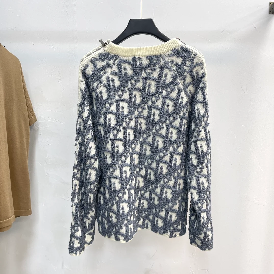 디올 오블리크 울 코튼 자카드 스웨터