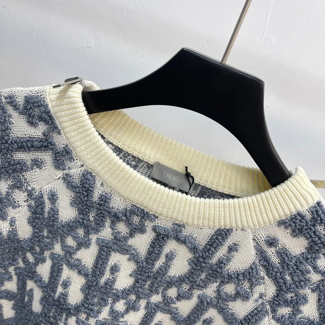 디올 오블리크 울 코튼 자카드 스웨터