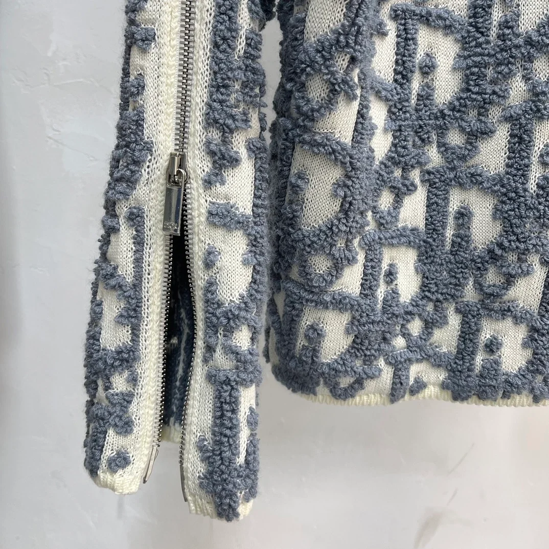 디올 오블리크 울 코튼 자카드 스웨터