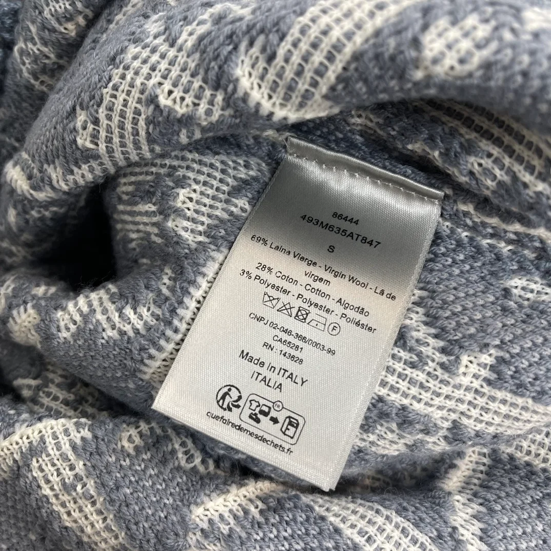 디올 오블리크 울 코튼 자카드 스웨터