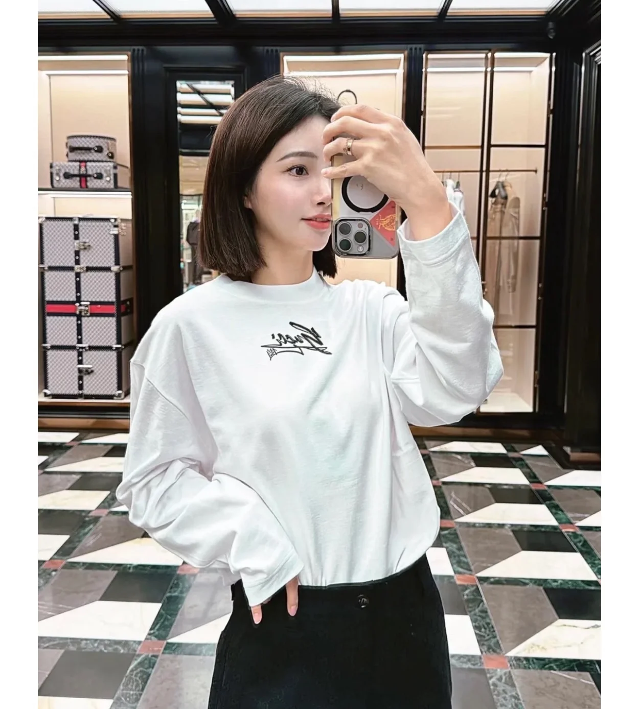 구찌 GUCCI 프린트 코튼 저지 스웨트셔츠