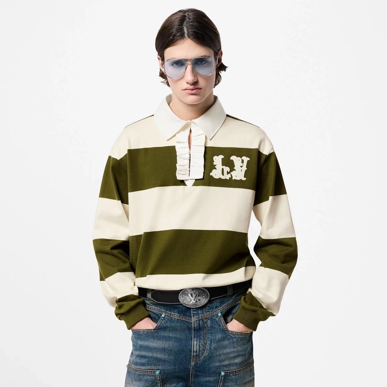 루이비통 롱 슬리브드 코튼 럭비 폴로 1AFWUC