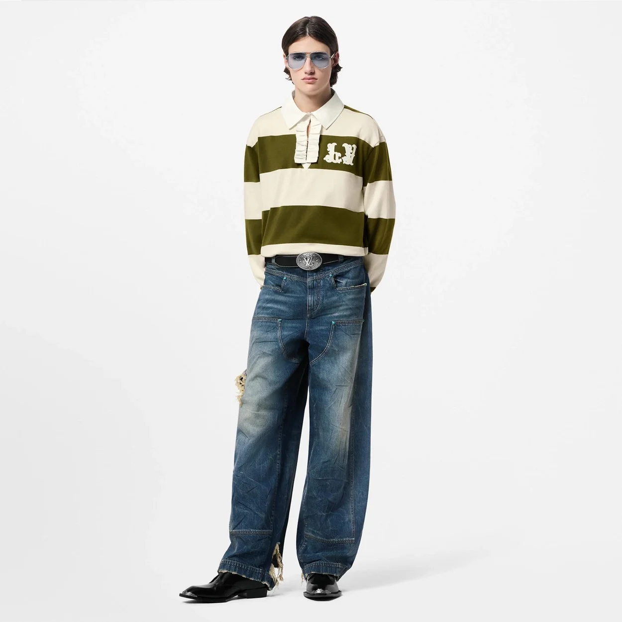 루이비통 롱 슬리브드 코튼 럭비 폴로 1AFWUC