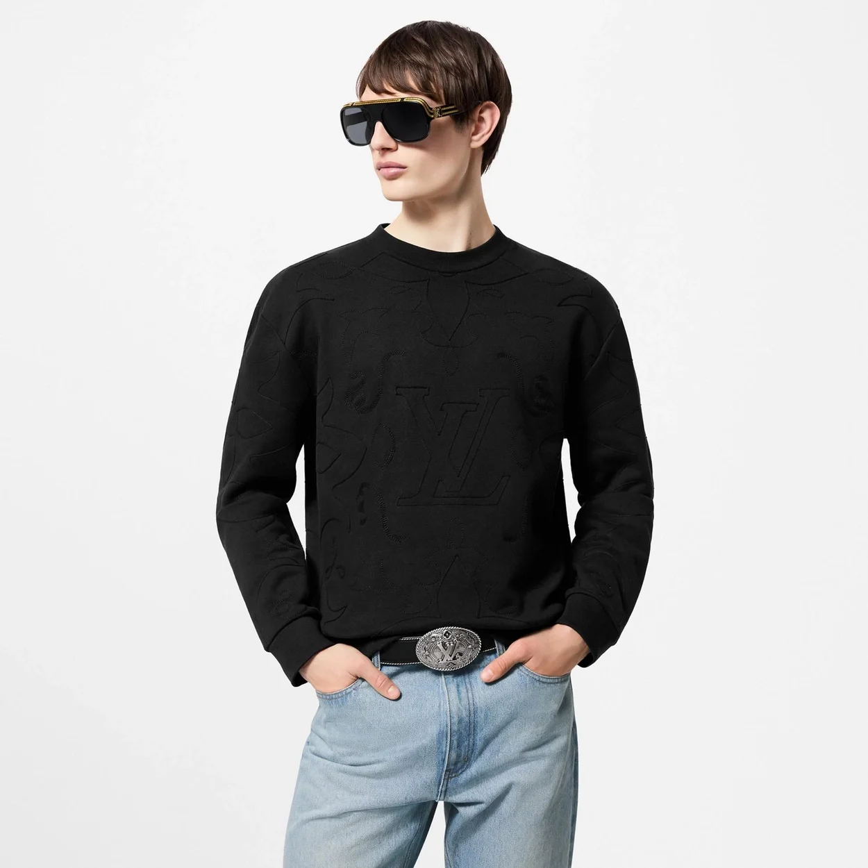 루이비통 엠브로이더드 코튼 저지 크루넥