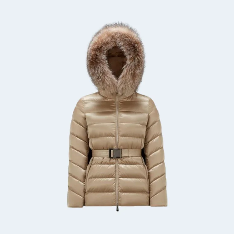 몽클레어 큐피돈 다운 벨트 롱 자켓 베이지