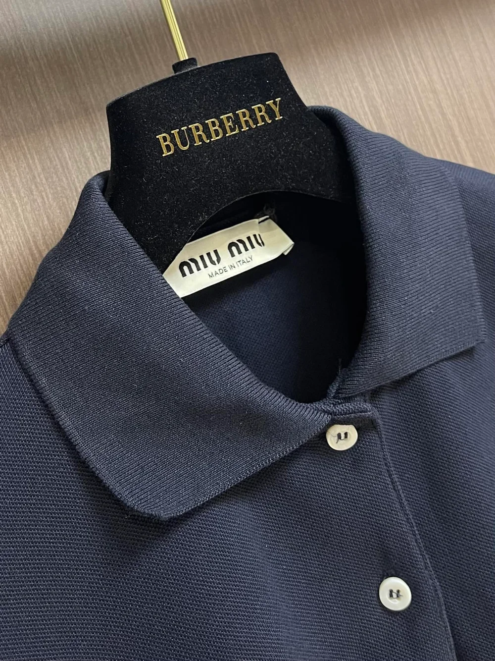 미우미우 코튼 피케 폴로 셔츠