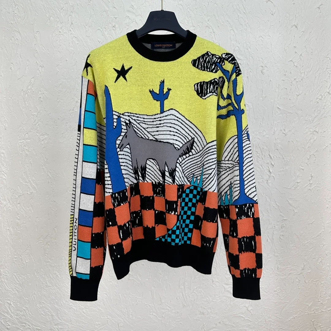 루이비통 자카드 코튼 크루넥